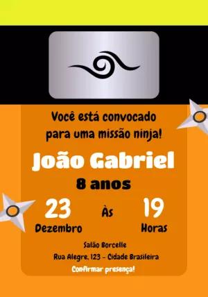 Convite de Aniversário Naruto Editável Online para Enviar