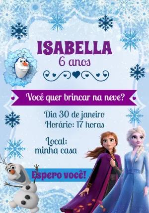 Convite de Aniversário Frozen com Elsa e Anna para Editar