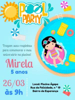 Convite de Aniversário Pool Party na Piscina para Editar