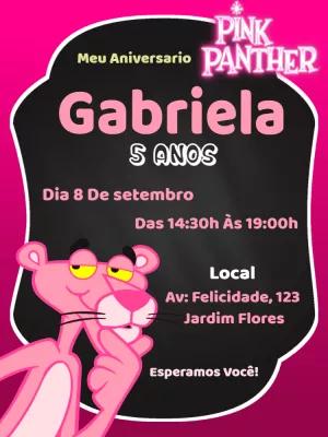 Convite Aniversário Pantera Cor de Rosa para Editar Online