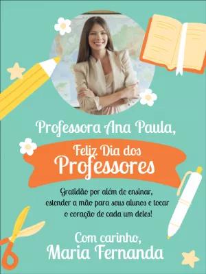 Cartão Dia dos Professores com Foto Editável Online