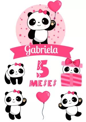 Topo de Bolo Mesversário Pandinha Rosa para Editar Online