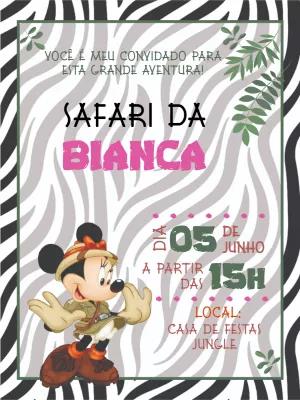 Convite de Aniversário Minnie Safari para Editar Online