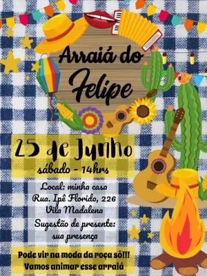 Convite de Aniversário Festa Junina Caipira Editável Online