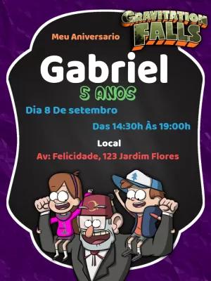 Convite de Aniversário Gravity Falls Editável Online com Personagens