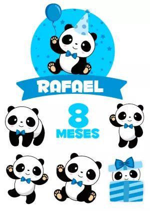 Topo de Bolo Aniversário Pandinha Azul Editável Online