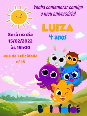 Convite de Aniversário Bolofofos para Editar Online