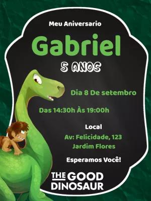 Convite Aniversário O Bom Dinossauro para Editar Online