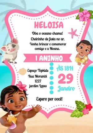 Convite de Aniversário Moana Baby Editável Online