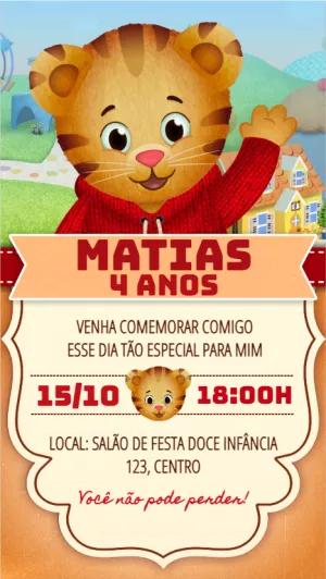 Convite Aniversário Daniel Tigre para Editar Online