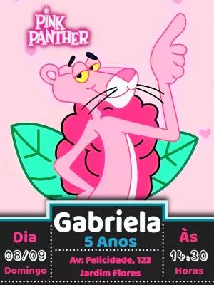 Convite Aniversário Pantera Cor de Rosa para Editar Online