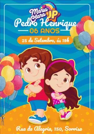 Convite Aniversário Maria Clara e JP para Editar Online