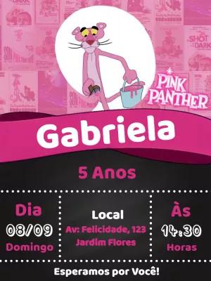 Convite de Aniversário Pantera Cor De Rosa Editável Online