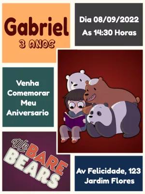 Convite Aniversário Ursos Sem Curso para Editar Online