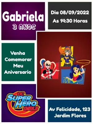 Convite de Aniversário Super Hero Girls para Editar Online