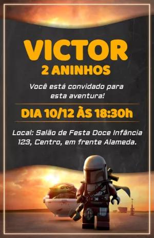 Convite Aniversário Star Wars Lego para Editar Online