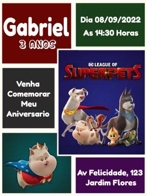 Convite Aniversário Liga Dos Superpets para Editar Online