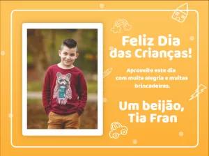 Cartão Dia das Crianças com Foto para Editar Online