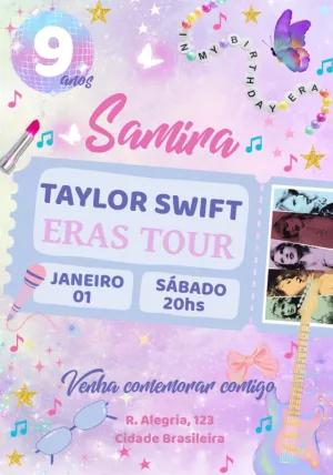 Convite Aniversário Taylor Swift Eras Tour para Editar Online