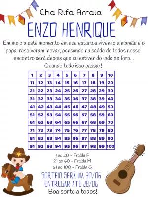 Convite Chá Rifa Festa Junina Menino Caipira para Editar Online