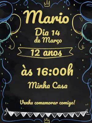 Convite de Aniversário Chalkboard para Editar Online