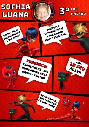 Convite de Aniversário Miraculous Ladybug para Editar Online