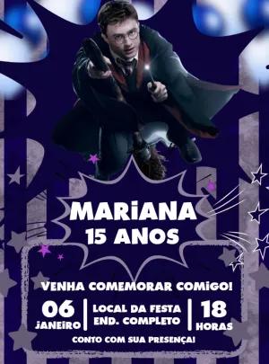 Convite de Aniversário Harry Potter Mágico para Editar Online