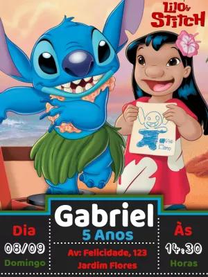 Convite de Aniversário Lilo e Stitch para Editar Online