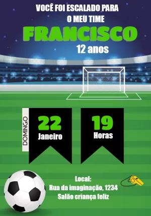 Convite de Aniversário Futebol para Editar Online