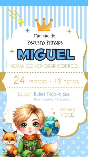 Convite Aniversário Pequeno Príncipe com Raposa para Editar