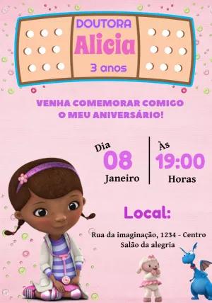 Convite Aniversário Doutora Brinquedos para Editar Online
