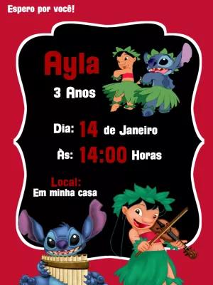 Convite de Aniversário Lilo e Stitch Editável Online