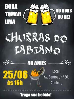 Convite de Aniversário Churrasco Chalkboard para Editar Online