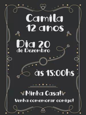 Convite de Aniversário Quadro Negro para Editar Online