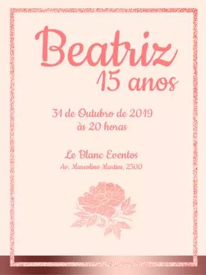 Convite de 15 anos Rosê Gold com Glitter para Editar Online