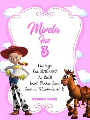 Convite de Aniversário Toy Story Jessie para Editar Online