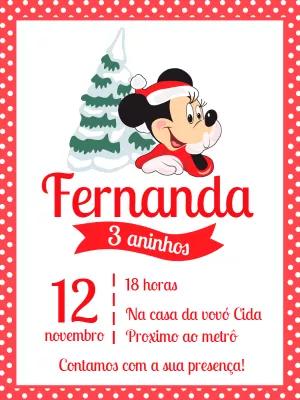 Convite Aniversário Minnie Natal para Editar Online