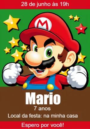 Convite de Aniversário Super Mario para Editar Online
