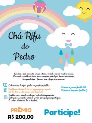 Convite Chá Rifa Chuva de Bençãos para Editar Online