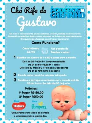 Convite Chá Rifa Poderoso Chefinho para Editar Online