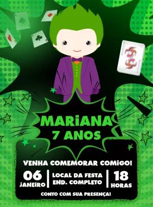 Convite Aniversário Coringa para Editar Online