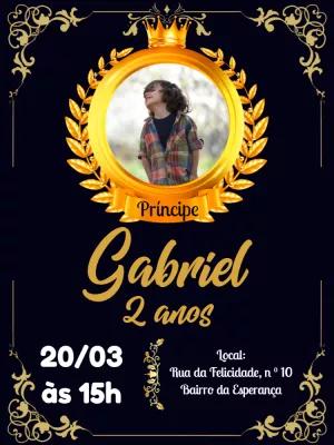 Convite Aniversário Príncipe com Foto para Editar Online