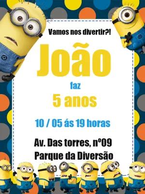 Convite de Aniversário Minions para Editar Online Facilmente