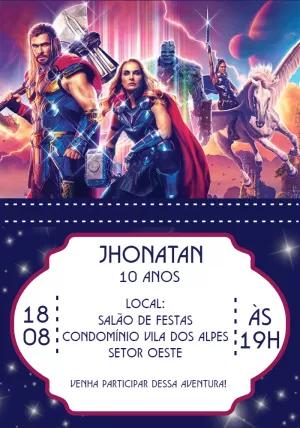 Convite de Aniversário Thor Amor e Trovão para Editar Online