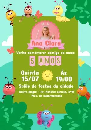 Convite Aniversário Bichikids com Foto para Editar Online
