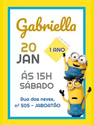 Convite de Aniversário Minions para Editar e Imprimir