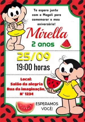 Convite de Aniversário Magali Turma da Mônica para Editar