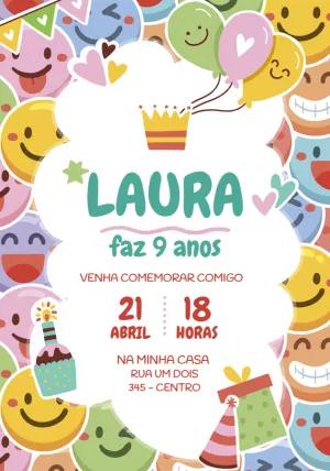 Convite de Aniversário Emotes e Emojis para Editar Online