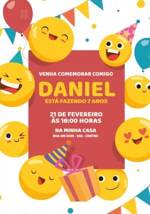 Convite de Aniversário Emojis Divertidos para Editar Online