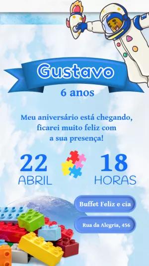 Convite Aniversário Autismo com Astronauta para Editar Online